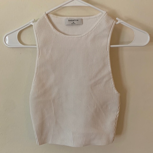 Aritzia Sculpt Knit Racer Cropped Tank XS White - Picture 2 of 4